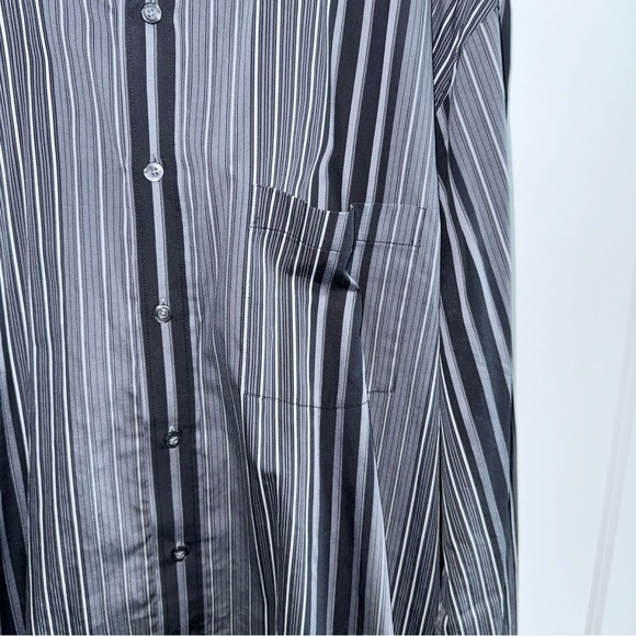 Bugatchi Uomo Black Stripe Shirt XXL Pocket Extra long - Picture 8 of 12